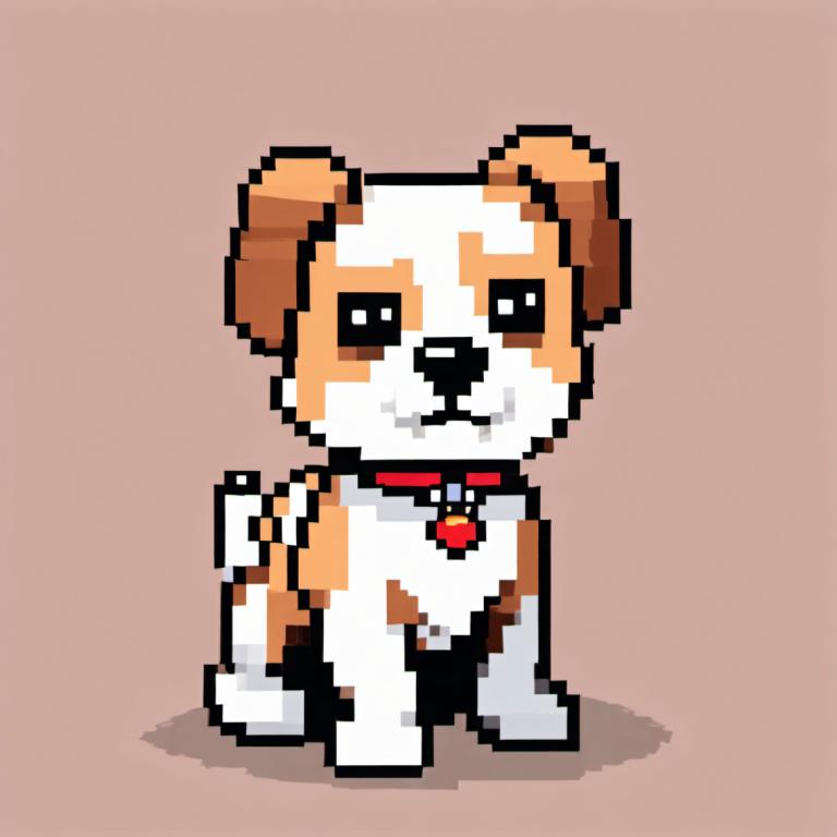 Pixel Kunst,Pixel Kunst, Tiere, Hund, Hund, keine Menschen, einfacher Hintergrund, brauner Hintergrund