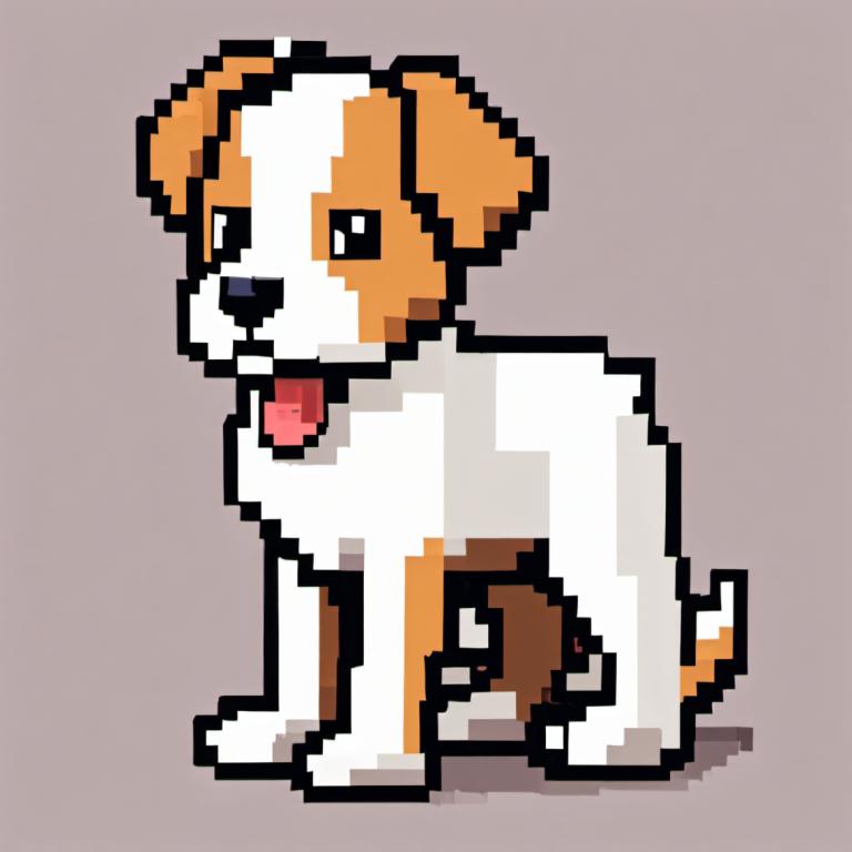 Pixel Art,Pixel Art, Animal, dog, no humans, pokemon (creature), dog, grey background, solo