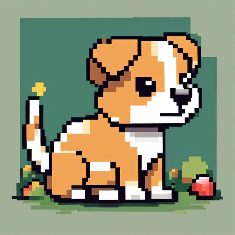 Pixel Art,Pixel Art, Animal, câine, nici oameni, pokemon (creatura), solo, corp plin, câine, fundal verde