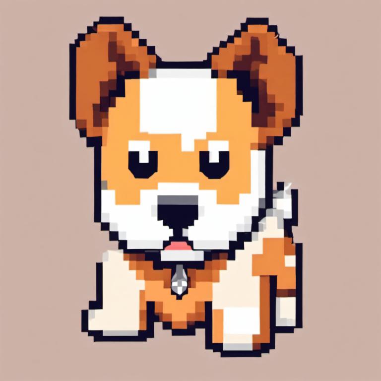 Pixel Art,Pixel Art, Animal, dog, no humans, dog, simple background, solo, open mouth, full body