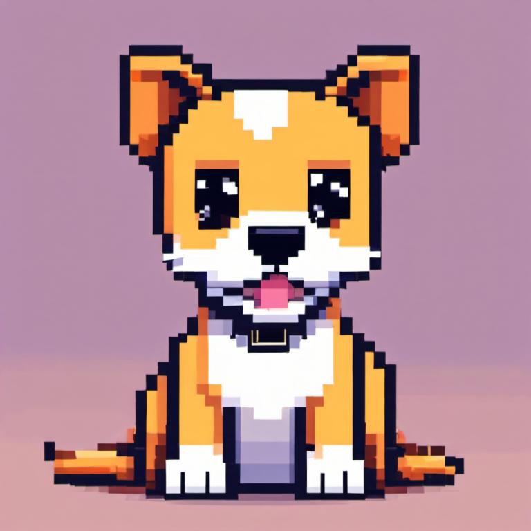 Pixel Art,Pixel Art, Dyr, hund, ingen mennesker, hund, tunge, hele kroppen, solo, ser på seeren, tungen ud