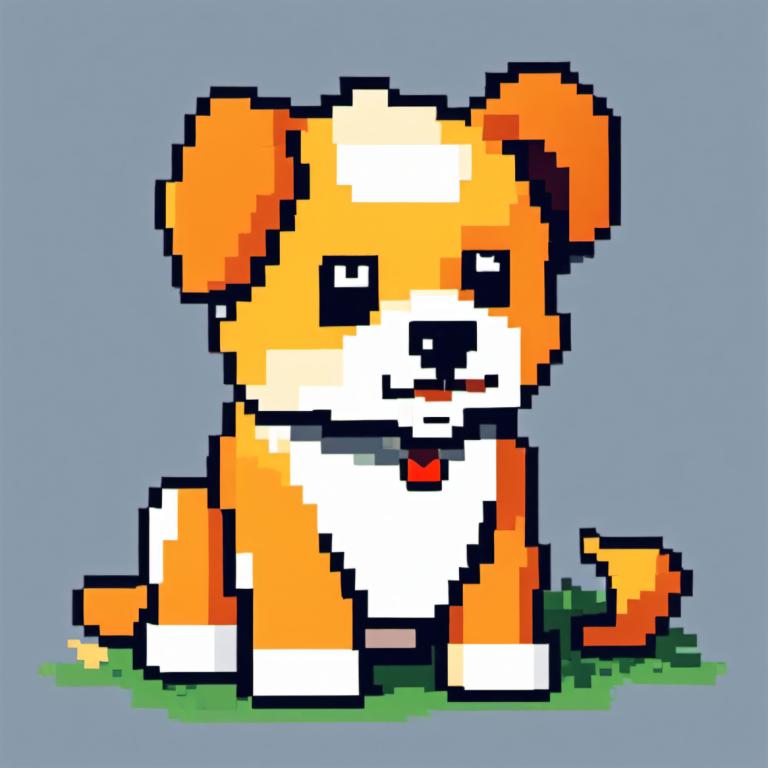 Pixel Art,Pixel Art, Eläin, koira, ei ihmisiä, koira, harmaa tausta, yksinkertainen tausta, pokemon (olento)