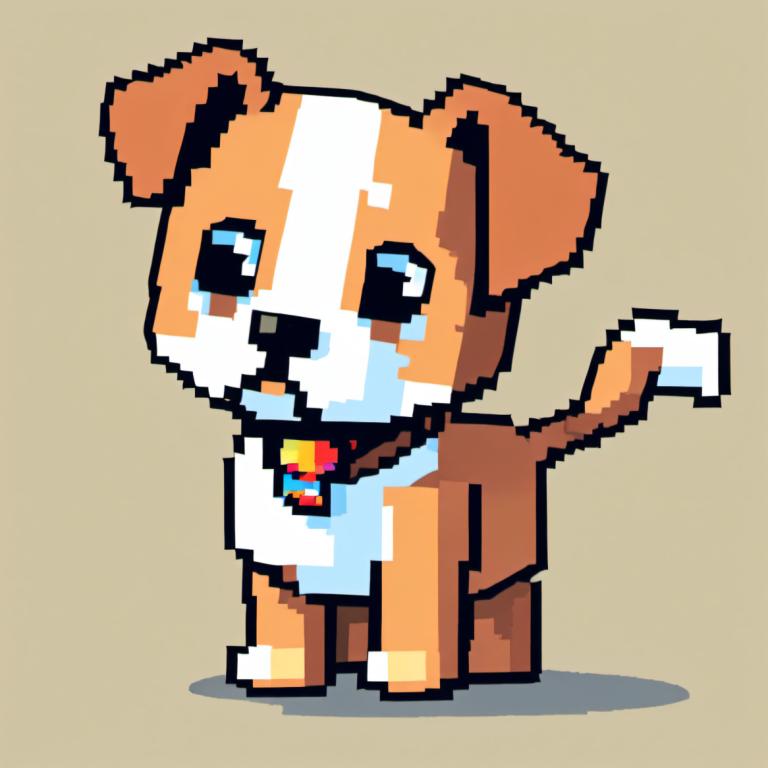 Pixel Kunst,Pixel Kunst, Tiere, Hund, Hund, keine Menschen, einfacher Hintergrund, brauner Hintergrund, Solo