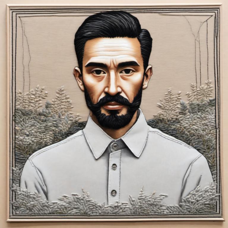 Arte del bordado,Arte del bordado, Gente, hombre, 1 chico, vello facial, enfoque masculino, pelo negro, solo