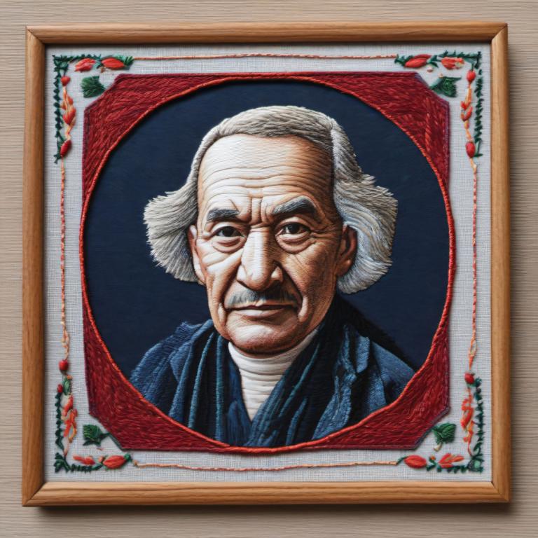 Embroidery Art,Embroidery Art, People, man, old, solo, male focus, 1boy, old man, old woman, wrinkled skin