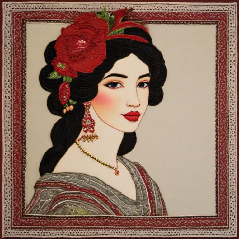 Ricamo Arte,Ricamo Arte, Persone, donna, 1 ragazza, gioielleria, assolo, fiore, ornamento per capelli