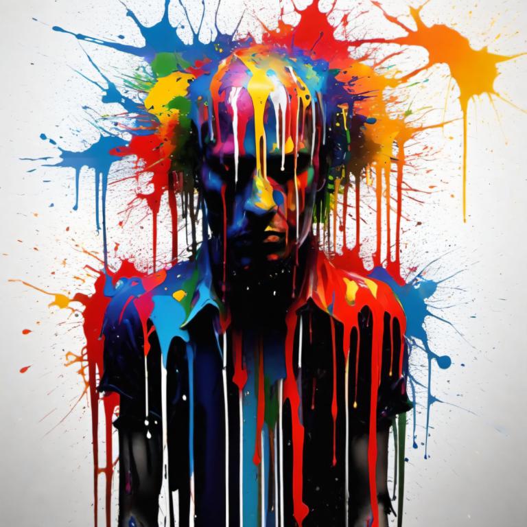 Spray Painting,Spray Painting, People, man, paint splatter, solo, colorful, paint, abstract, white background