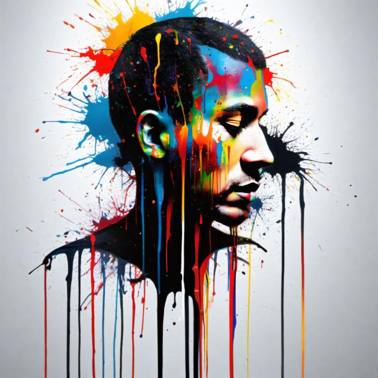 Spray Painting,Spray Painting, People, man, solo, paint splatter, abstract, profile, from side, paint