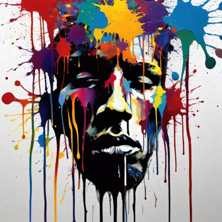 Spray Painting,Spray Painting, People, man, abstract, paint splatter, solo, colorful, white background, paint