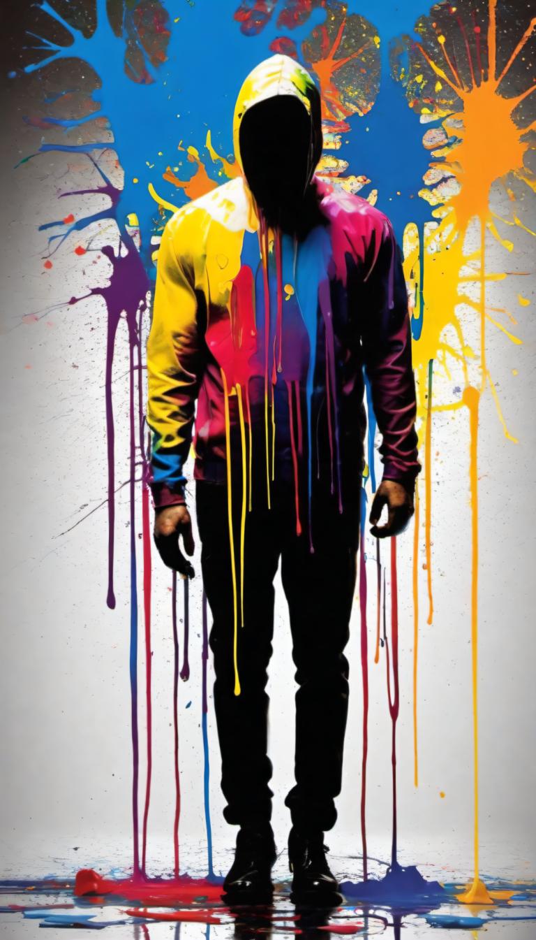 Spray Painting,Spray Painting, People, man, paint splatter, 1boy, solo, male focus, splatter, pants, standing