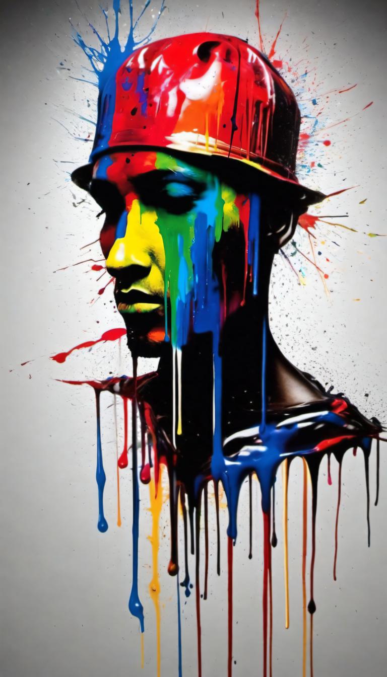 Spray Painting,Spray Painting, People, man, solo, paint splatter, paint, hat, male focus, 1boy, red headwear