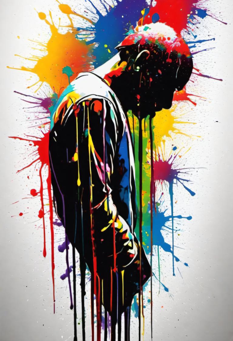 Spray Painting,Spray Painting, People, man, solo, paint splatter, male focus, abstract, 1boy, colorful, paint