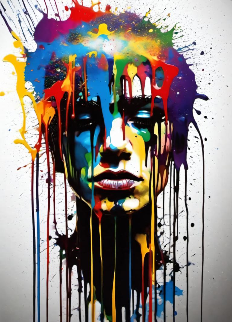 Spray Painting,Spray Painting, People, man, paint splatter, solo, paint, abstract, teeth, colorful