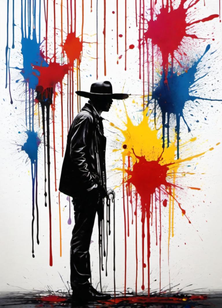 Spray Painting,Spray Painting, People, man, 1boy, solo, male focus, hat, paint splatter, splatter