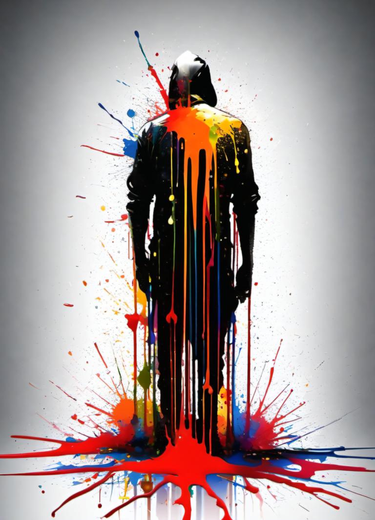 Spray Painting,Spray Painting, People, man, paint splatter, solo, 1boy, male focus, paint, from behind