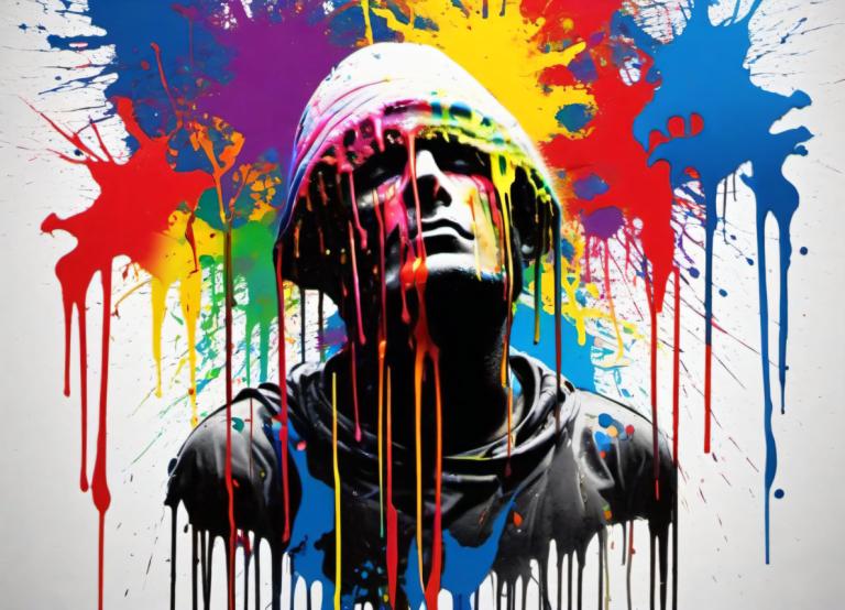 Spray Painting,Spray Painting, People, man, paint splatter, solo, paint, abstract, colorful