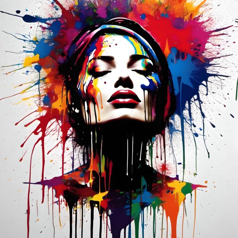 Spray Painting,Spray Painting, People, woman, solo, paint splatter, colorful, abstract, 1girl, paint