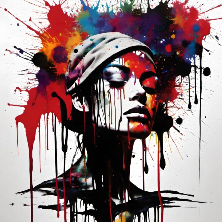 Spray Painting,Spray Painting, People, woman, solo, paint splatter, abstract, male focus, 1boy, paint