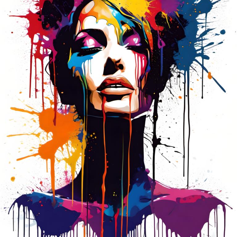 Spray Painting,Spray Painting, People, woman, paint splatter, solo, 1girl, facepaint, paint, portrait, lips