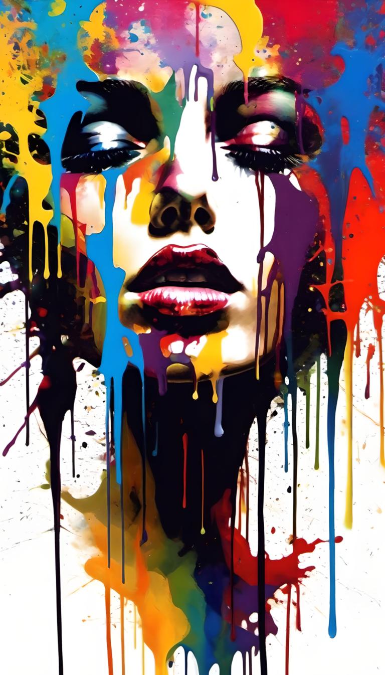 Spray Painting,Spray Painting, People, woman, paint splatter, abstract, solo, male focus, paint, open mouth