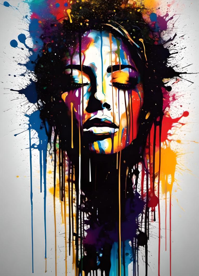 Spray Painting,Spray Painting, People, woman, abstract, solo, 1girl, paint splatter, colorful