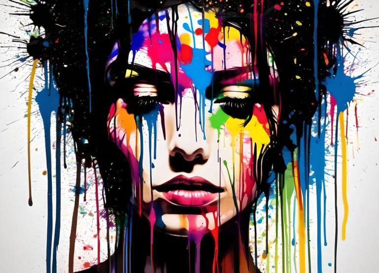 Spray Painting,Spray Painting, People, woman, solo, paint splatter, paint, colorful, 1girl, portrait