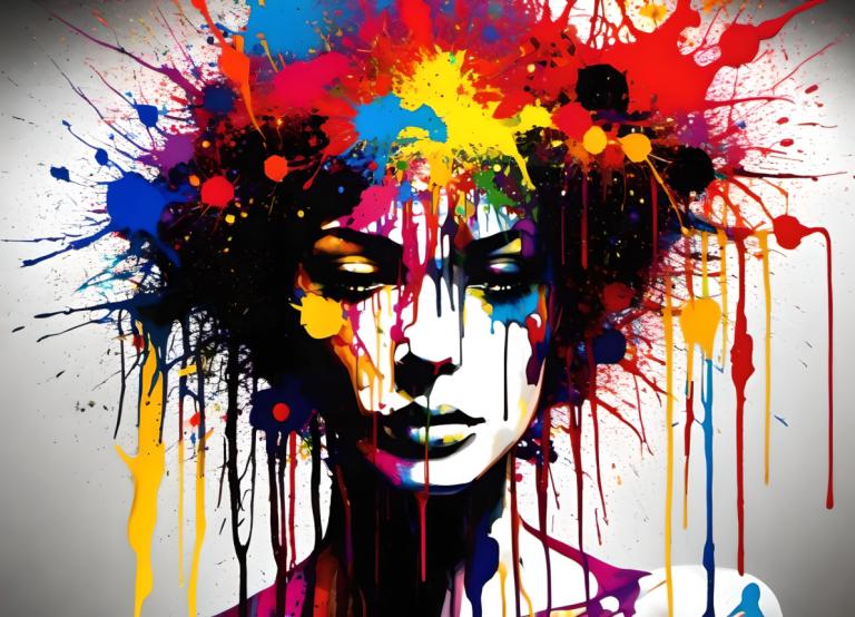 Spray Painting,Spray Painting, People, woman, paint splatter, solo, abstract, 1girl, colorful