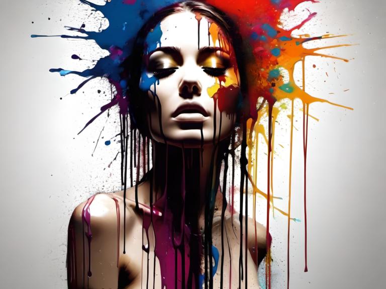 Spray Painting,Spray Painting, People, woman, 1girl, solo, paint splatter, paint, upper body, lips, long hair