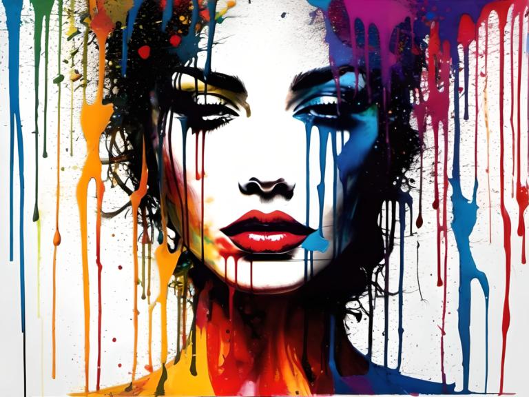 Spray Painting,Spray Painting, People, woman, solo, paint splatter, makeup, lipstick, 1girl, red lips