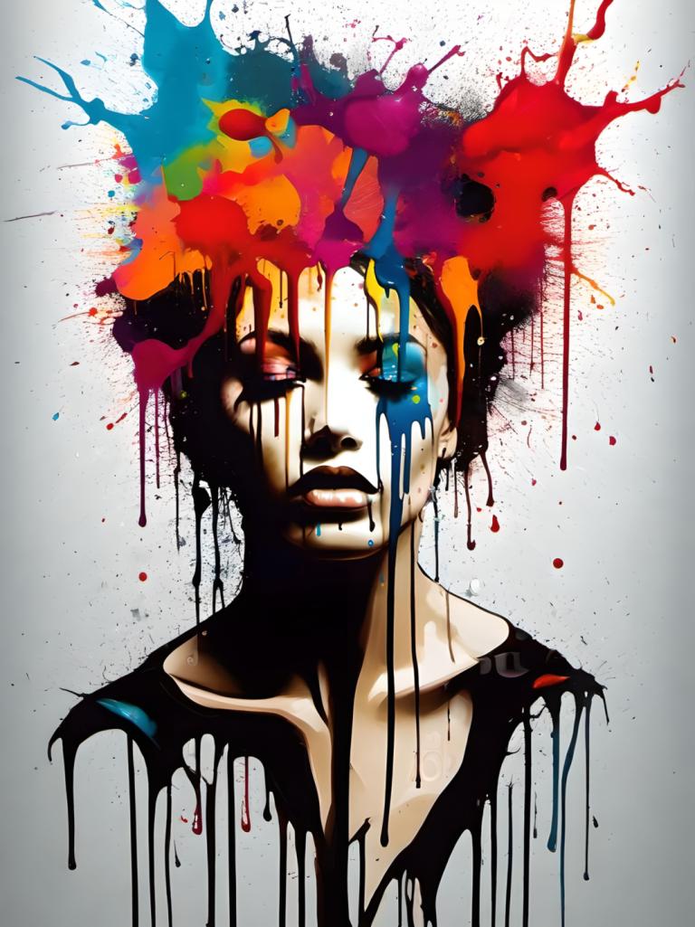 Spray Painting,Spray Painting, People, woman, solo, paint splatter, 1boy, male focus, paint