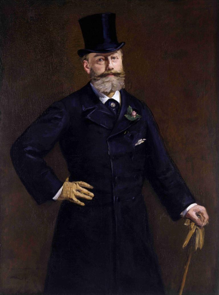 Antonin Proust,Edouard Manet,Oljemaleri,Oljemaleri, stokk, mannlig fokus, 1 gutt, solo, hatt, ansiktshår