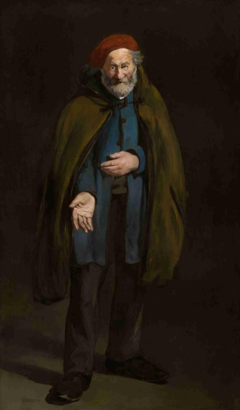 Beggar with a Duffle Coat (Philosopher),Edouard Manet,Oil Painting,Oil Painting, 1boy, male focus, solo