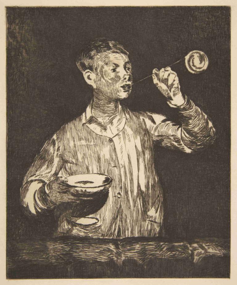 Boy with Soap Bubbles,Junge mit Seifenblasen,Edouard Manet,Kupferstich,Kupferstich, 1Junge, männlicher Fokus