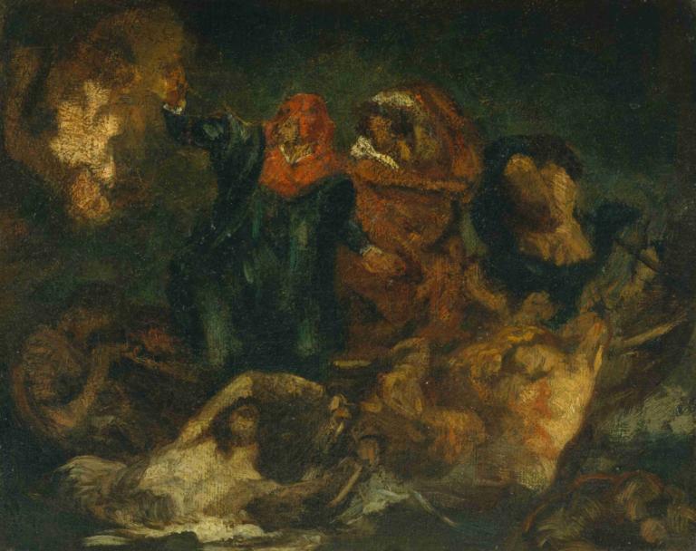 Copy after Delacroix's 'Bark of Dante',Kopie naar de 'Schors van Dante' van Delacroix,Edouard Manet,Olieverf