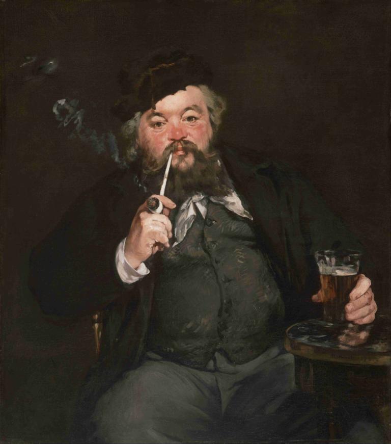 Le Bon Bock,Bon Bock,Edouard Manet,Olieverf,Olieverf, 1 jongen, solo, mannelijke focus, gezichtshaar