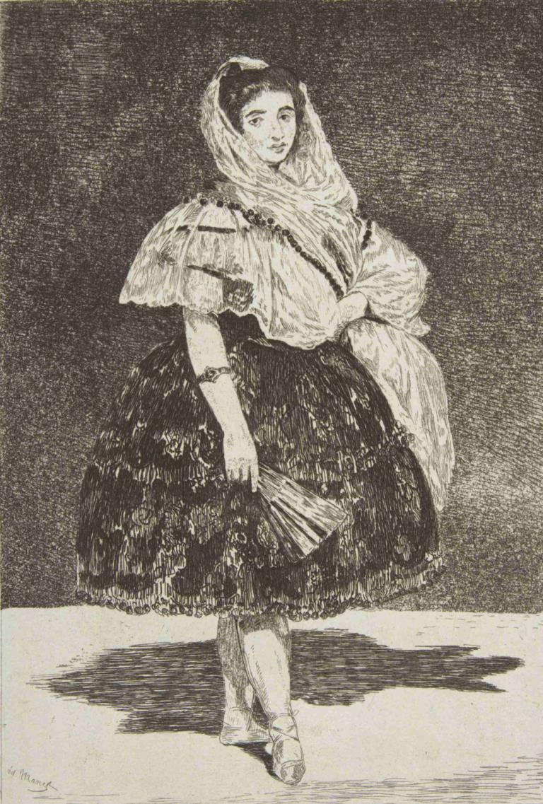 Lola de Valence,Lola aus Valence,Edouard Manet,Kupferstich,Kupferstich, 1Mädchen, Solo, einfarbig, Graustufen