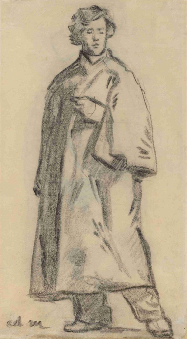 Man Wearing a Cloak (recto),Mann mit Umhang (Vorderseite),Edouard Manet,Skizze,Skizze, Solo, 1Junge