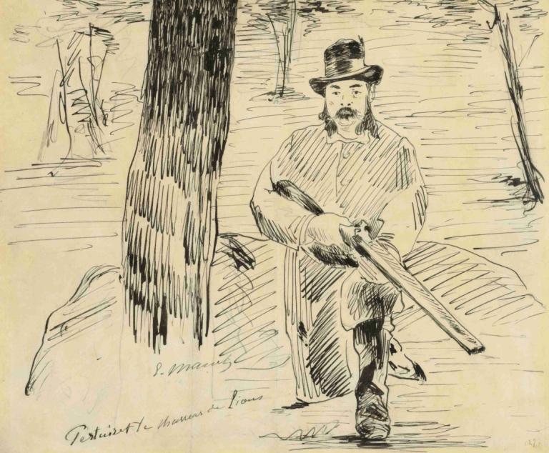 Pertuiset, Le Chasseur De Lions,Pertuiset, Sang Pemburu Singa,Edouard Manet,Sketsa,Sketsa, 1 anak laki-laki