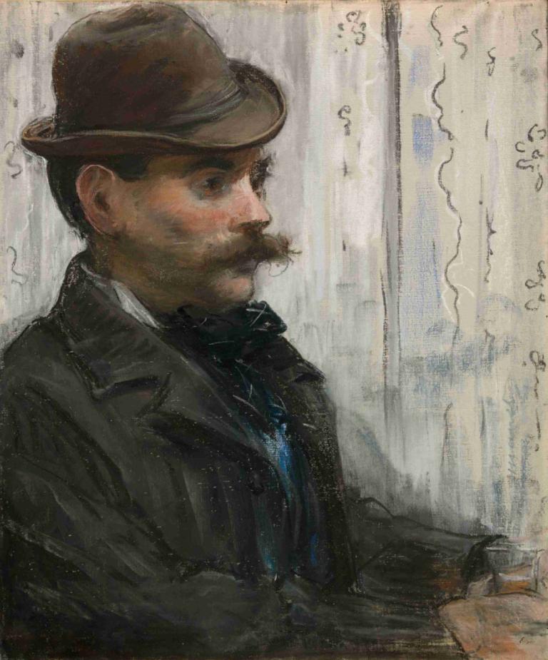 Portrait of Alphonse Maureau,Portret van Alphonse Maureau,Edouard Manet,Olieverf,Olieverf, 1 jongen, solo