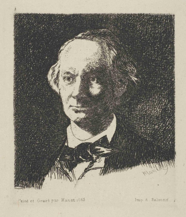 Portrait of Charles Baudelaire,Portret van Charles Baudelaire,Edouard Manet,Koperplaatetsing,Koperplaatetsing