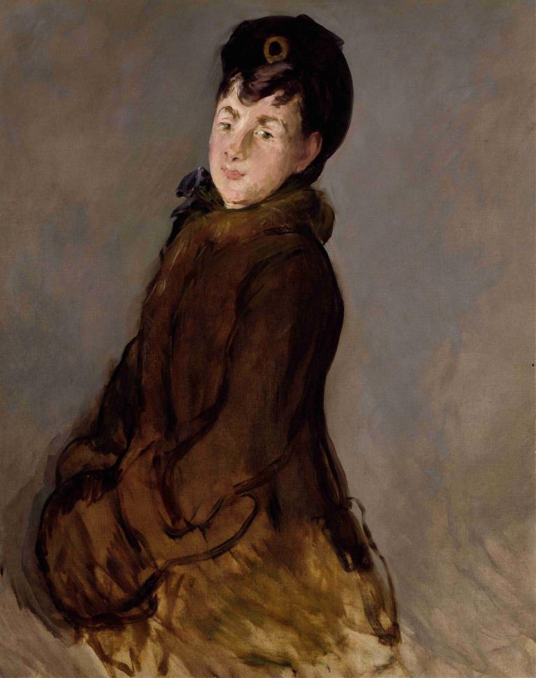 Portrait of Isabelle Lemonnier with a Muff,Portret van Isabelle Lemonnier met een Moffel,Edouard Manet