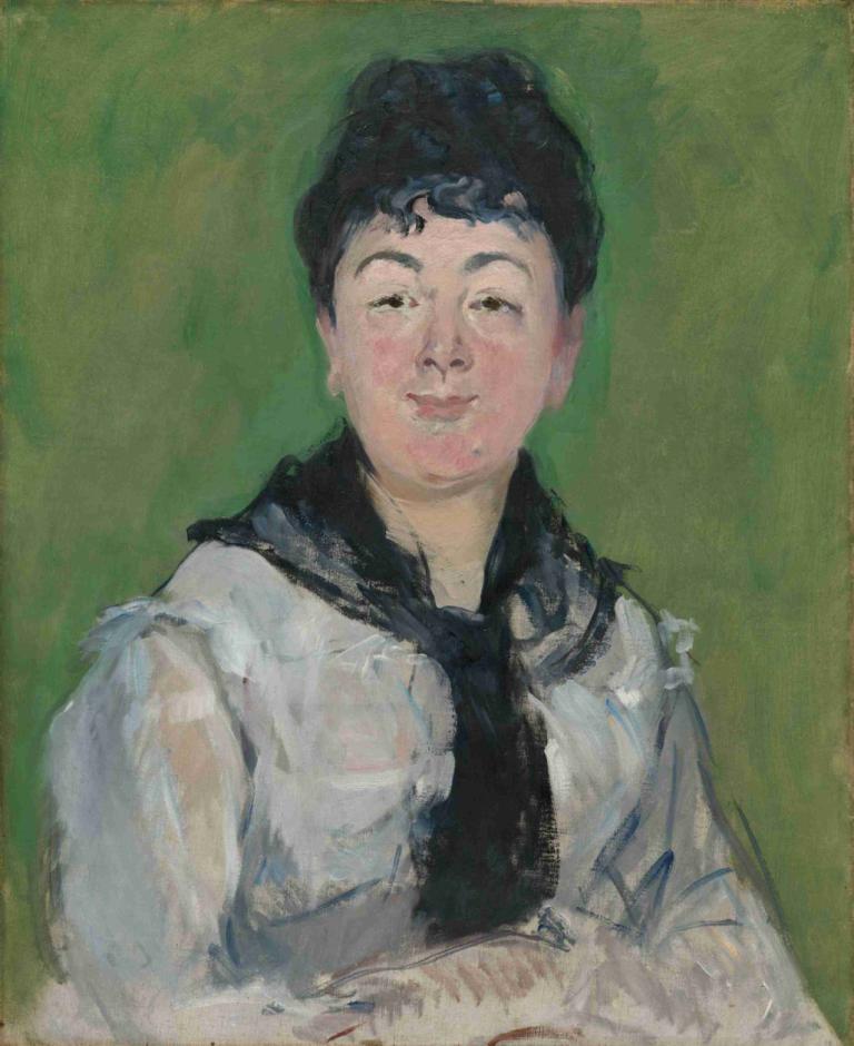 Portrait of a Woman with a Black Fichu,Portret van een vrouw met een zwarte fichu,Edouard Manet,Olieverf