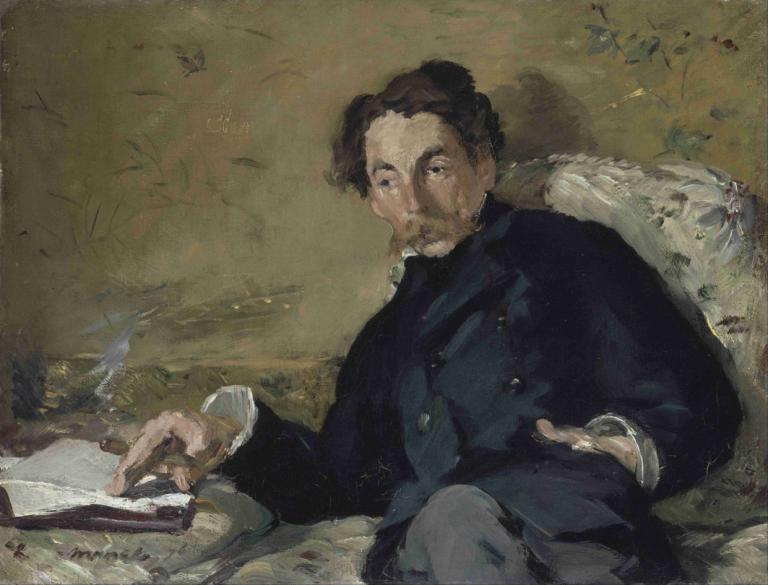 Stéphane Mallarmé,Edouard Manet,Olieverf,Olieverf, 1 jongen, mannelijke focus, solo, boek, gezichtshaar