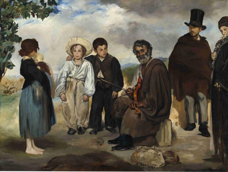 The Old Musician,Den gamle musiker,Edouard Manet,Oliemaleri,Oliemaleri, kunstparodi, hat, flere drenge, skæg