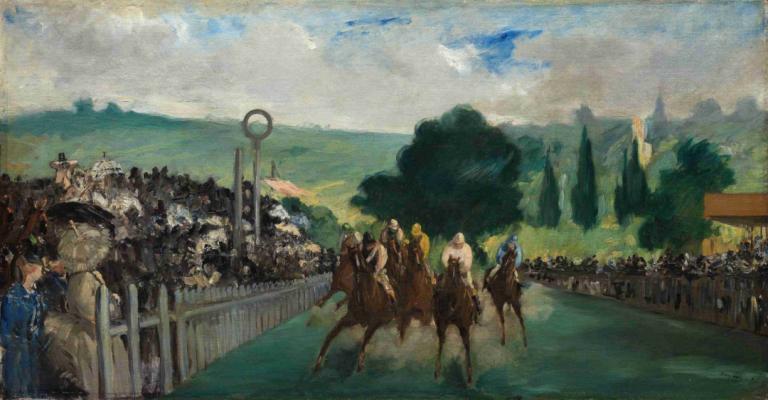 The Races at Longchamp,การแข่งขันของลองชอง,Edouard Manet,เอ็ดเวิร์ด มาเน,จิตรกรรมสีน้ำมัน,จิตรกรรมสีน้ำมัน