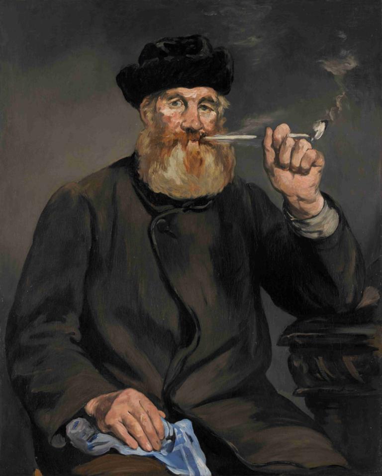 The Smoker,Rygeren,Edouard Manet,Oliemaleri,Oliemaleri, 1 dreng, mandligt fokus, solo, rygning, røg, hat