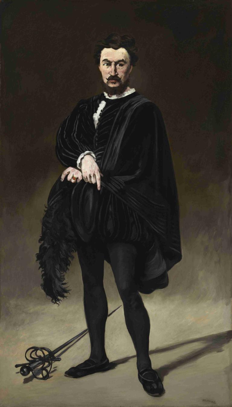 The Tragic Actor (Rouvière as Hamlet),Den tragiske skuespiller (Rouvière som Hamlet),Edouard Manet,Oliemaleri