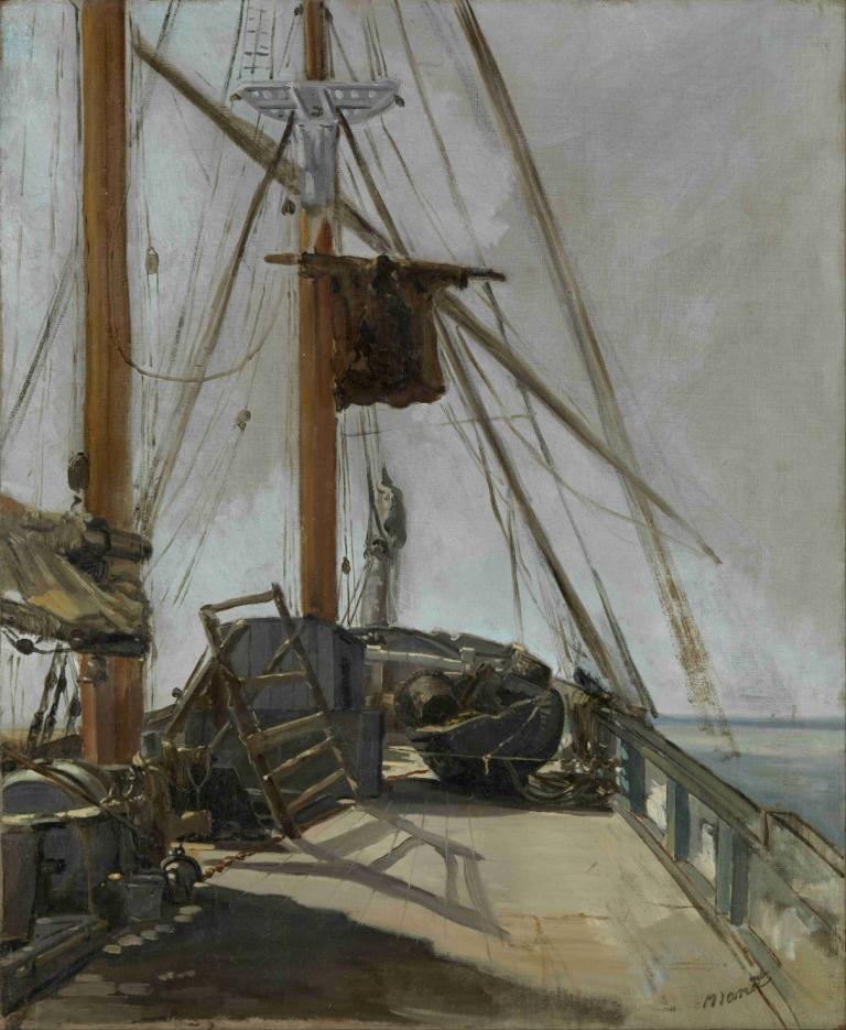 The ship's deck,Το κατάστρωμα του πλοίου,Edouard Manet,Ελαιογραφία,Ελαιογραφία, πλοίο, σε εξωτερικό χώρο