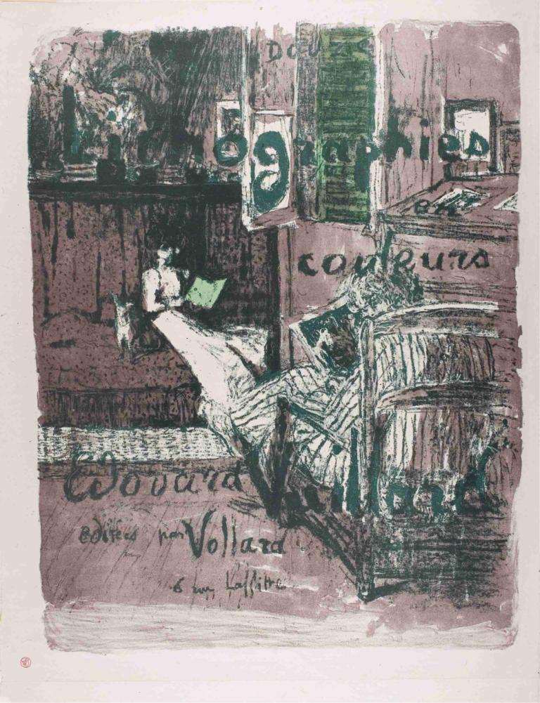 Album Cover for Landscapes and Interiors,Edouard Vuillard,Tempera,Tempera, 1girl, solo, dress, monochrome