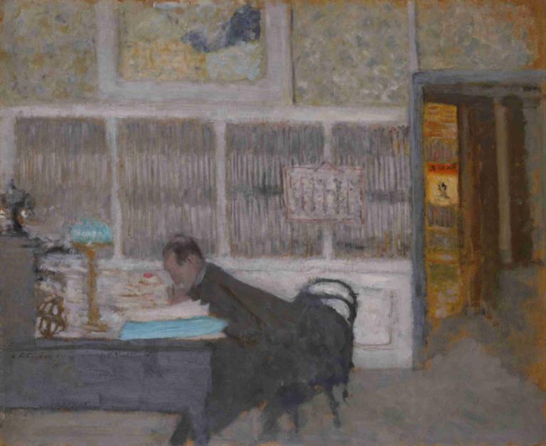 At the Revue Blanche (Portrait of Félix Fénéon),Di Revue Blanche (Potret Félix Fénéon),Edouard Vuillard